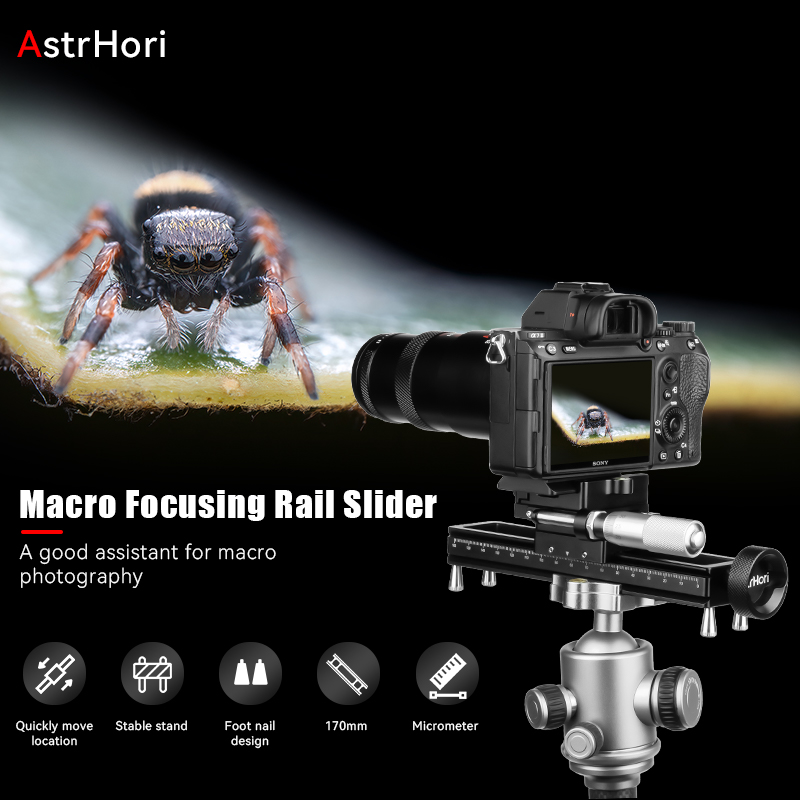 Camera Slider Rail - Astrhi 170mm portátil liga de alumínio