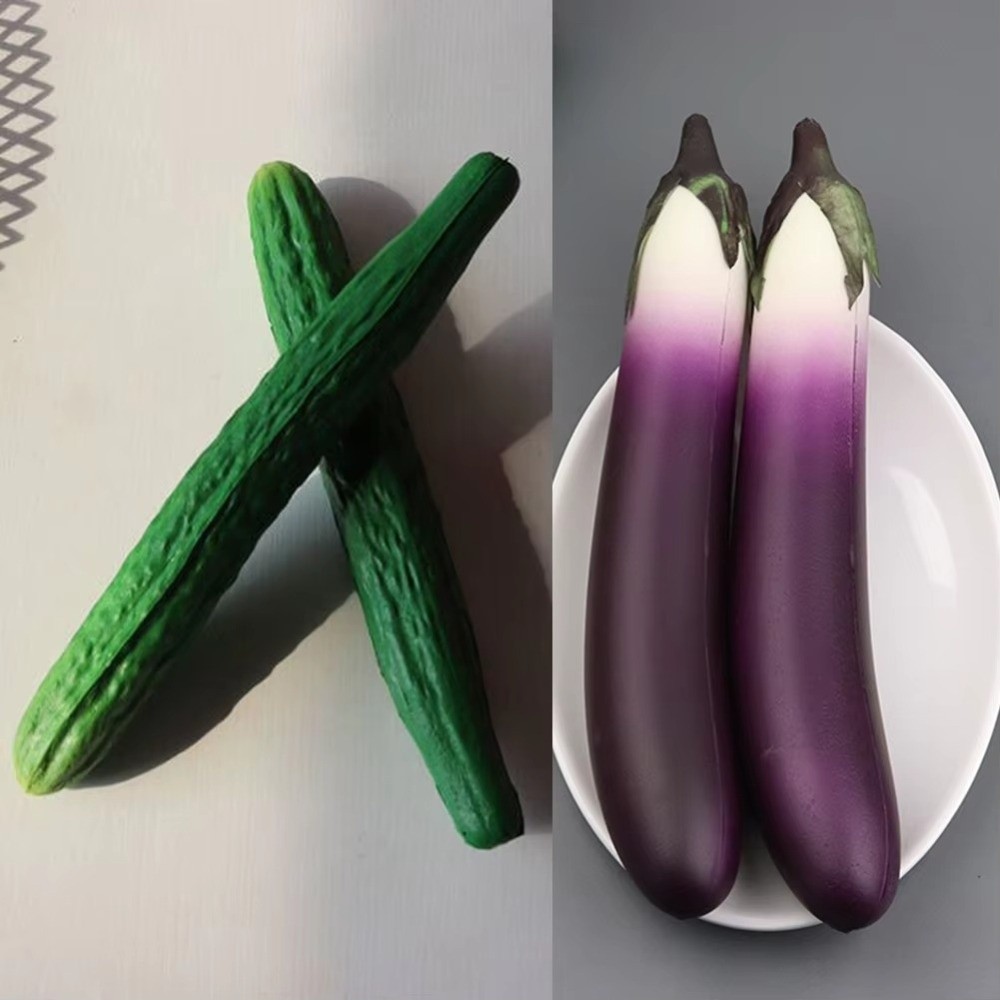 Photography Still Life - Vegetais Artificiais de PU: Pepino, Beringela,